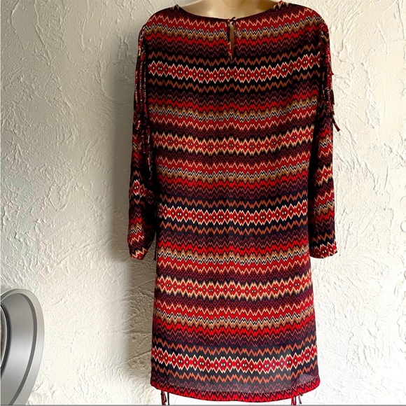Zara Multi-colored Fringe Shift Dress Sz M - Picture 4 of 9